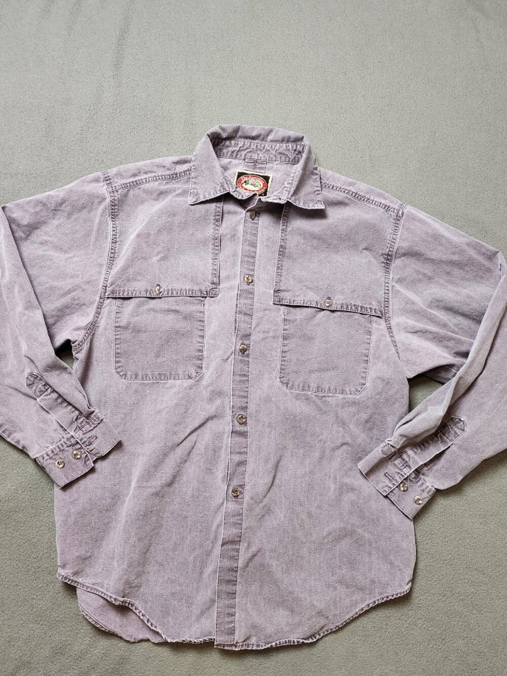 Vintage Australian Outback Collection Men's L Purple Grey Canvas Shirt